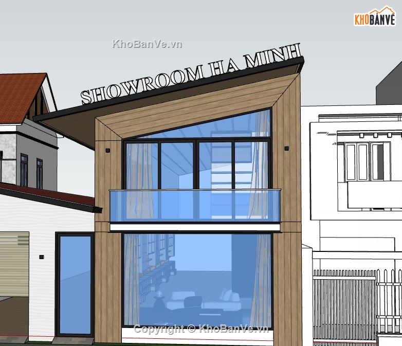 Showroom 2 tầng,model su Showroom 2 tầng,sketchup Showroom 2 tầng