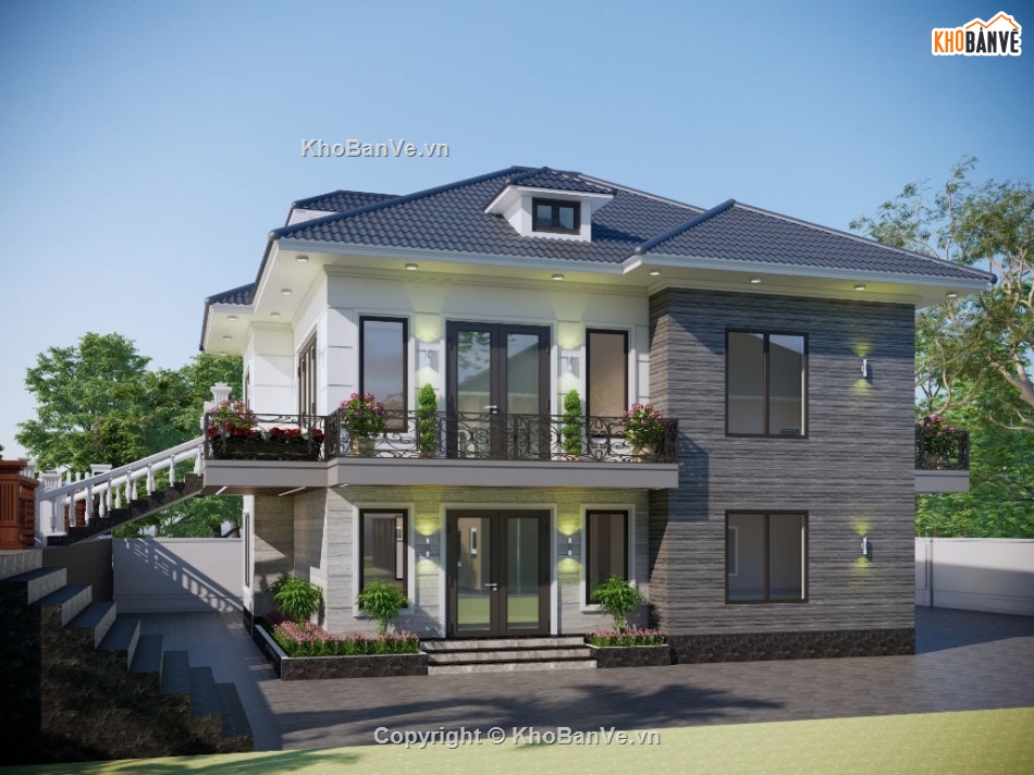 su biệt thự 2 tầng,sketchup biệt thự 2 tầng,file su biệt thự 2 tầng,biệt thự 2 tầng