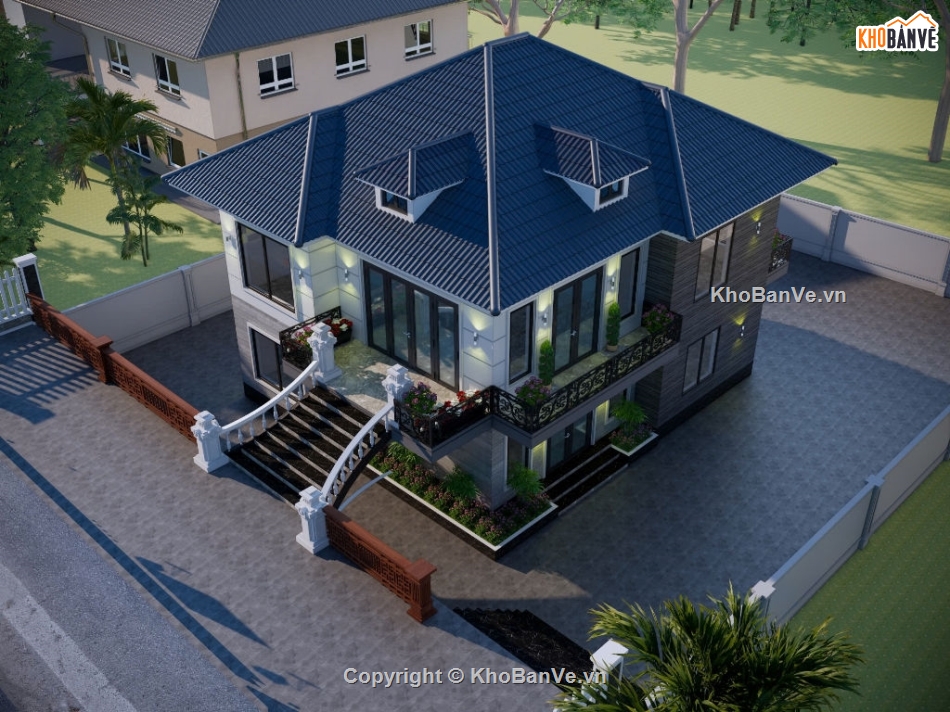 su biệt thự 2 tầng,sketchup biệt thự 2 tầng,file su biệt thự 2 tầng,biệt thự 2 tầng