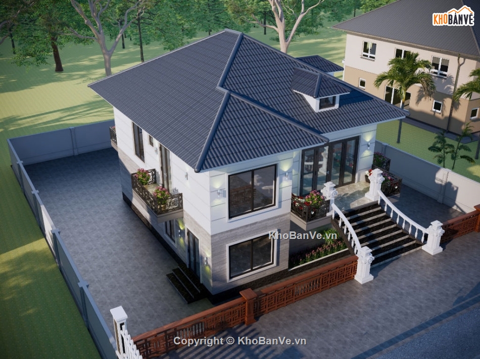 su biệt thự 2 tầng,sketchup biệt thự 2 tầng,file su biệt thự 2 tầng,biệt thự 2 tầng