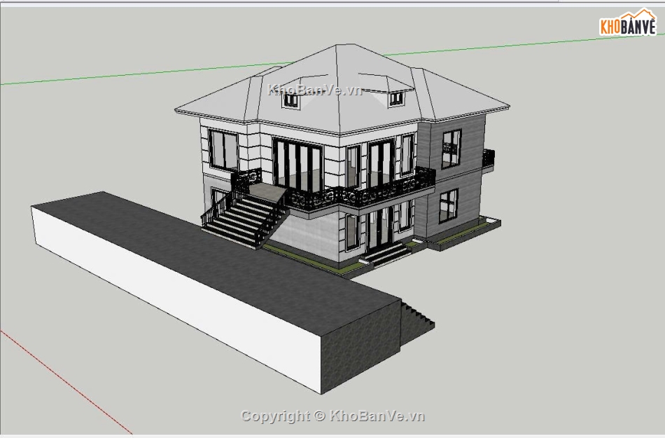 su biệt thự 2 tầng,sketchup biệt thự 2 tầng,file su biệt thự 2 tầng,biệt thự 2 tầng