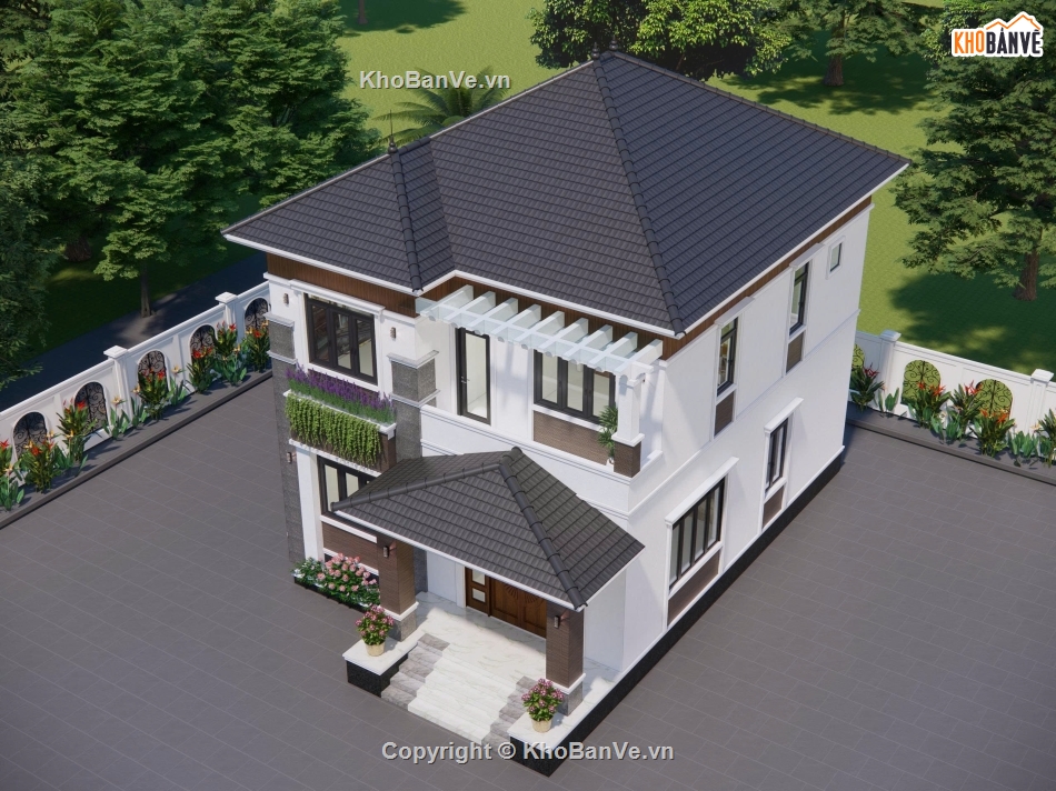 biệt thự 2 tầng,sketchup biệt thự 2 tầng,su biệt thự 2 tầng