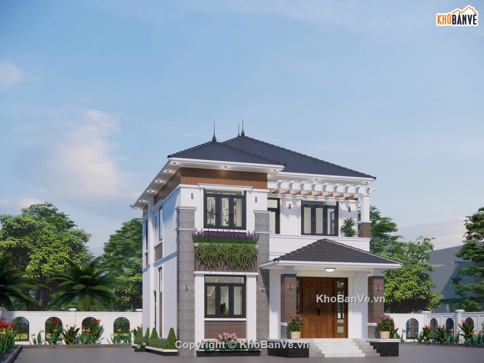 biệt thự 2 tầng,sketchup biệt thự 2 tầng,su biệt thự 2 tầng