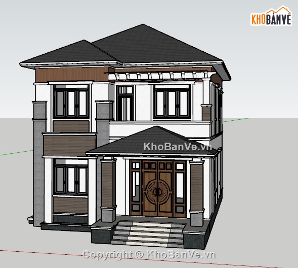 biệt thự 2 tầng,sketchup biệt thự 2 tầng,su biệt thự 2 tầng
