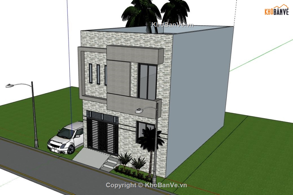 Nhà phố 2 tầng,model su nhà phố 2 tầng,sketchup nhà phố 2 tầng,nhà phố 2 tầng model su