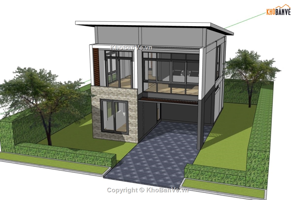 biệt thự 2 tầng,model sketchup biệt thự 2 tầng,su biệt thự 2 tầng