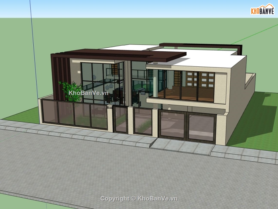 mẫu biệt thự 2 tầng,sketchup biệt thự 2 tầng,biệt thự 2 tầng