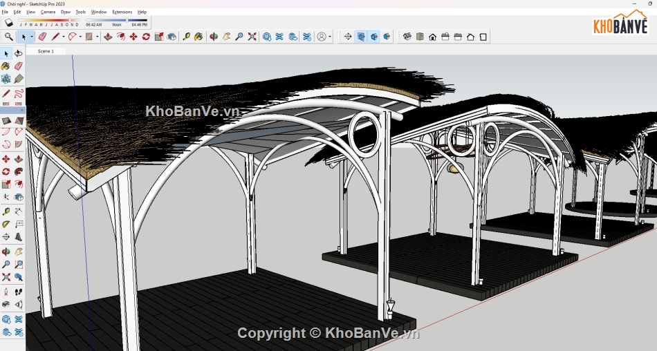 CHÒI NGHỈ,MODEL CHOI,SAN VUON,Sketchup chòi,cảnh quan sân vườn,Sketchup cảnh quan