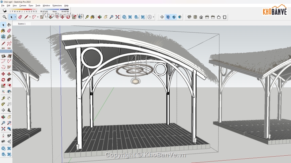 CHÒI NGHỈ,MODEL CHOI,SAN VUON,Sketchup chòi,cảnh quan sân vườn,Sketchup cảnh quan