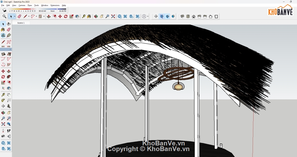 CHÒI NGHỈ,MODEL CHOI,SAN VUON,Sketchup chòi,cảnh quan sân vườn,Sketchup cảnh quan