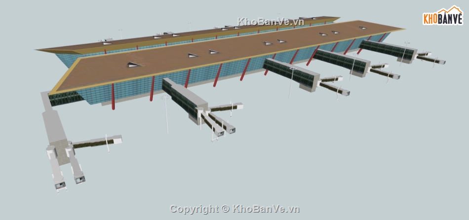 bao cảnh nhà ga sân bay file su,sketchup dựng nhà ga sân bay,thiết kế nhà ga sân bay model su