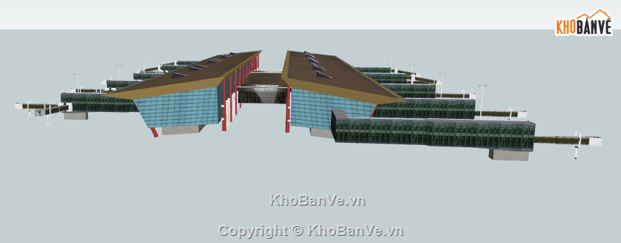 bao cảnh nhà ga sân bay file su,sketchup dựng nhà ga sân bay,thiết kế nhà ga sân bay model su