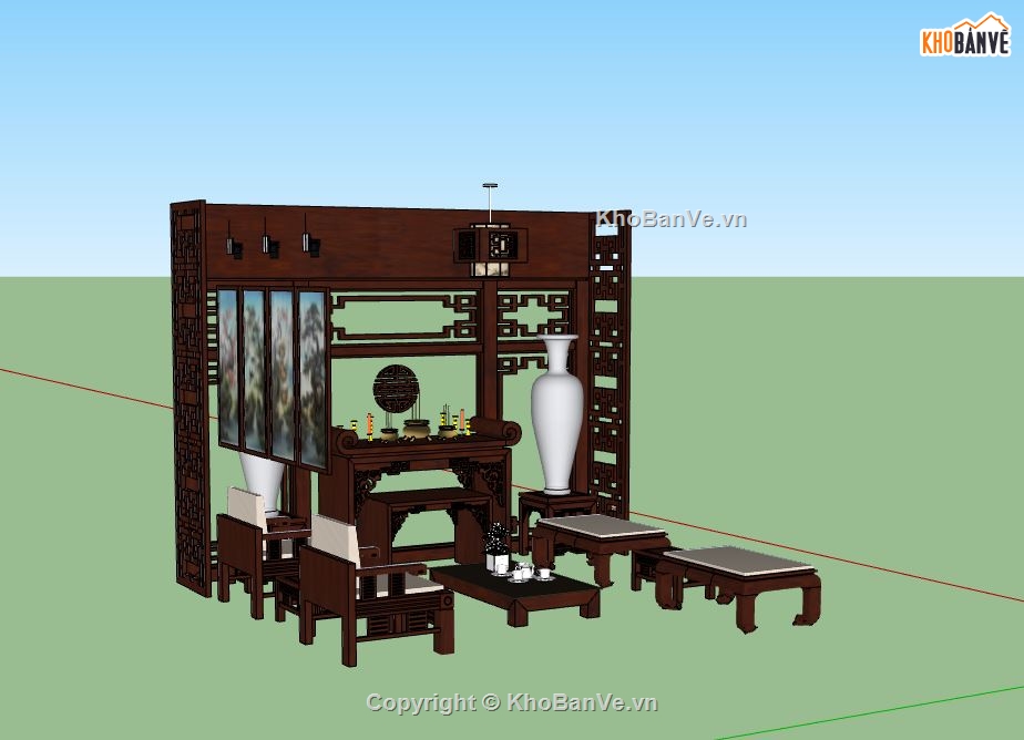 Phòng thờ,phòng thờ file su,sketchup phòng thờ