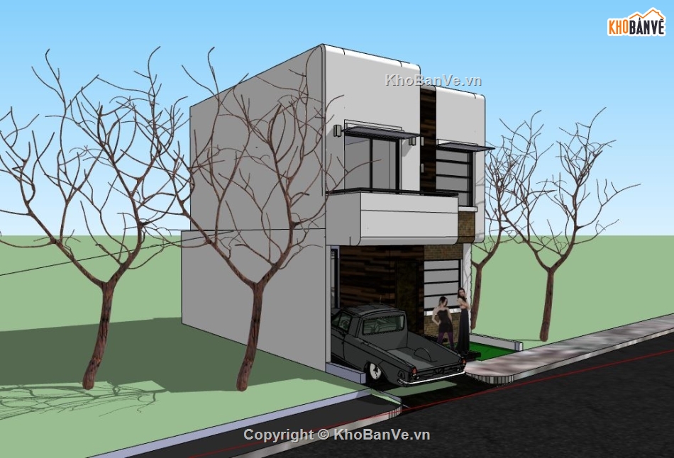 thiết kế nhà 2 tầng,model setchup nhà phố 2 tầng,su nhà phố 2 tầng