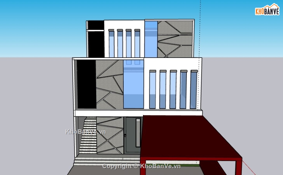 Nhà phố 3 tầng,model su nhà phố 3 tầng,file sketchup nhà phố 3 tầng