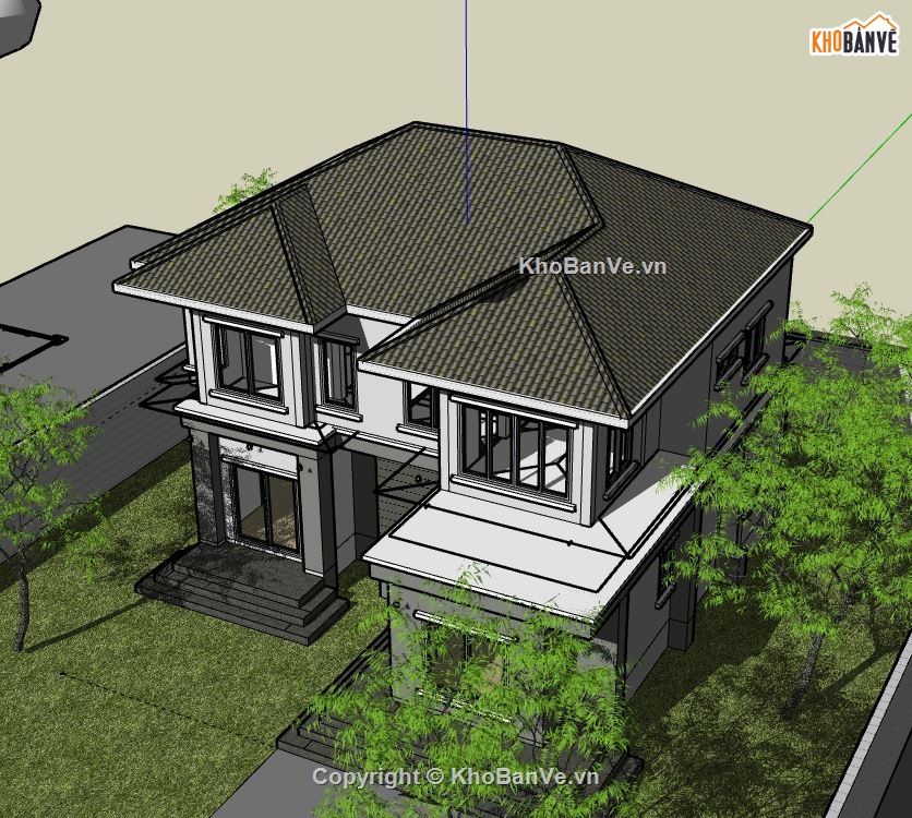 Biệt thự 2 tầng,model su biệt thự 2 tầng,biệt thự 2 tầng file su