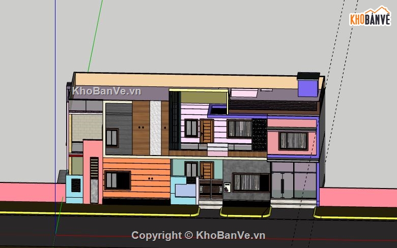 Biệt thự 2 tầng,biệt thự 2 tầng file su,file sketchup biệt thự 2 tầng