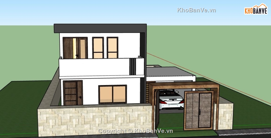 Biệt thự 2 tầng,file su biệt thự 2 tầng,sketchup biệt thự 2 tầng