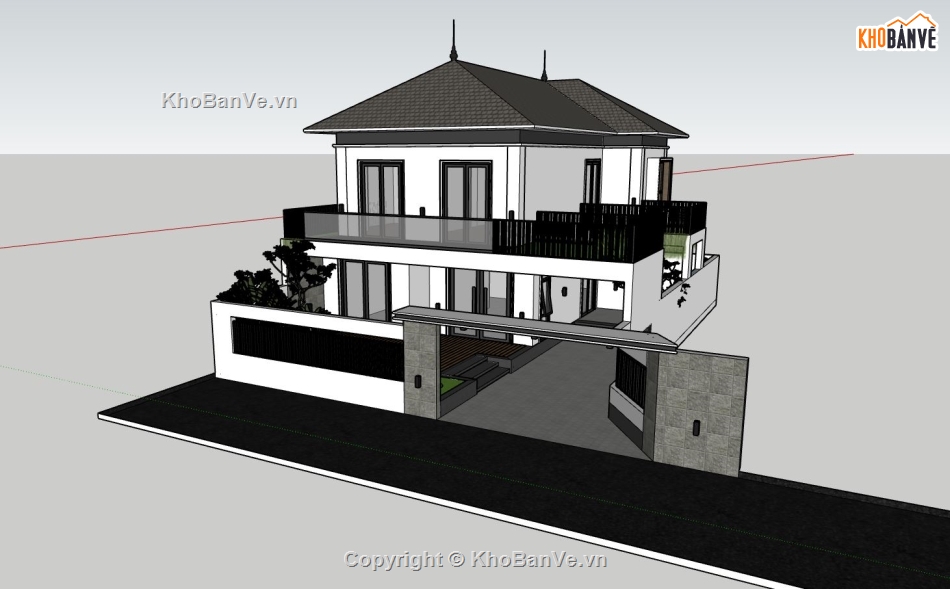 biệt thự 2 tầng,sketchup biệt thự 2 tầng,model su biệt thự 2 tầng