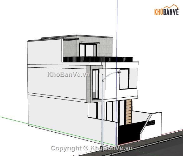 Nhà phố 2 tầng 1 tum,Model su nhà phố 2 tầng,sketchup nhà phố 2 tầng