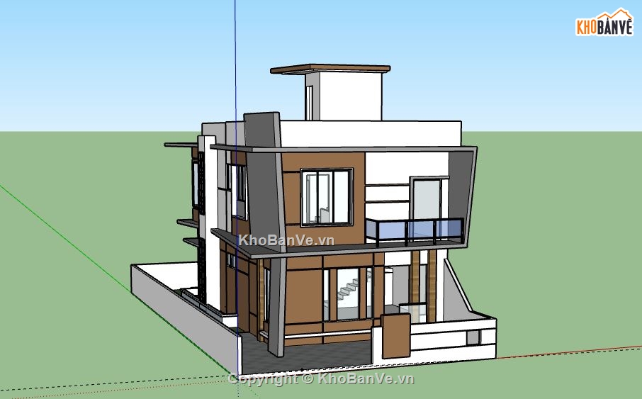 Nhà phố 2 tầng,model su nhà phố 2 tầng,sketchup nhà phố 2 tầng