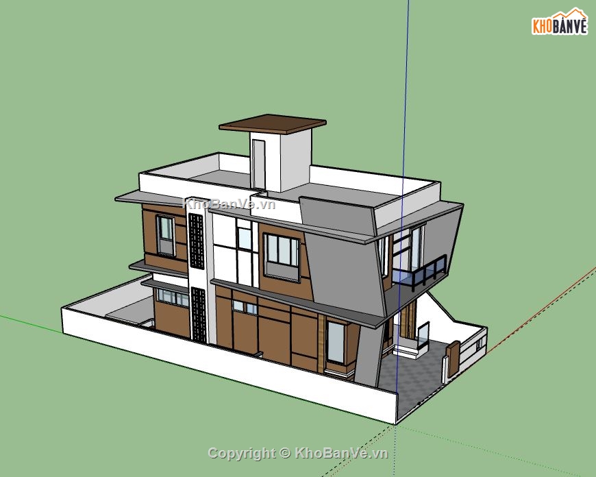 Nhà phố 2 tầng,model su nhà phố 2 tầng,sketchup nhà phố 2 tầng