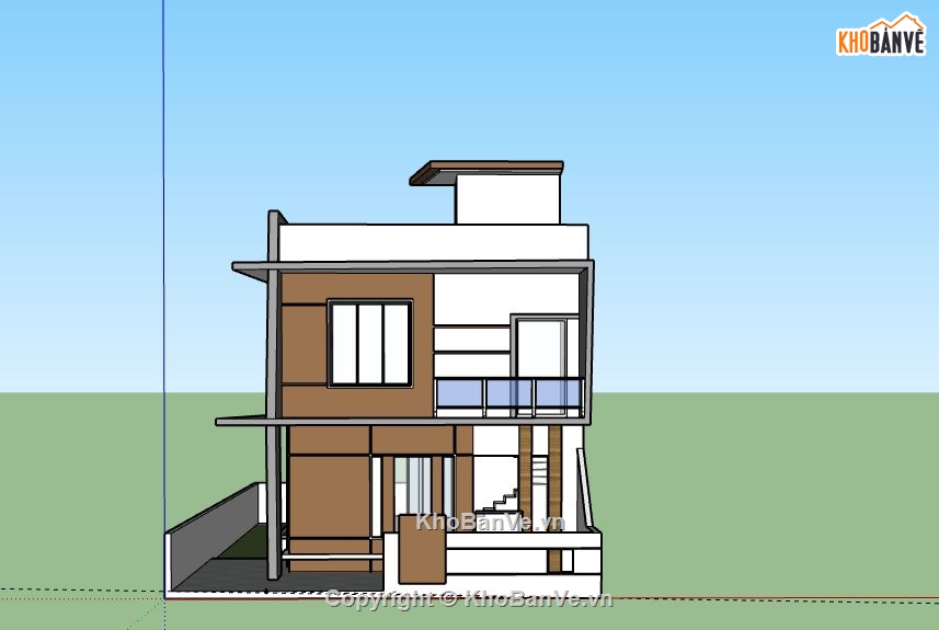 Nhà phố 2 tầng,model su nhà phố 2 tầng,sketchup nhà phố 2 tầng