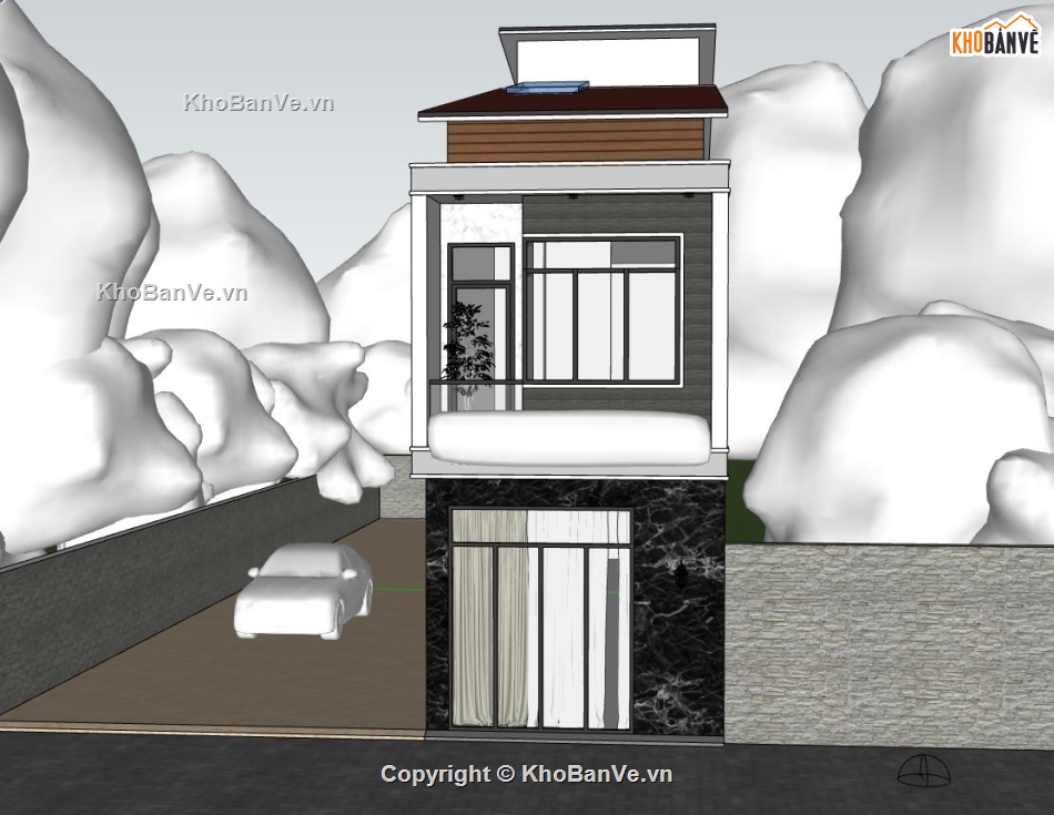 Nhà phố 2 tầng,model su nhà phố 2 tầng,file sketchup nhà phố 2 tầng