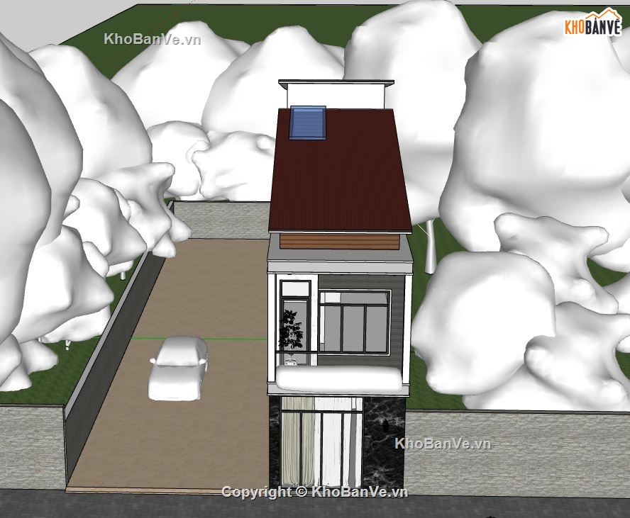 Nhà phố 2 tầng,model su nhà phố 2 tầng,file sketchup nhà phố 2 tầng