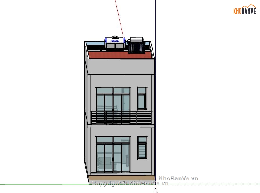 Nhà phố 2 tầng,model su nhà phố 2 tầng,sketchup nhà phố 2 tầng