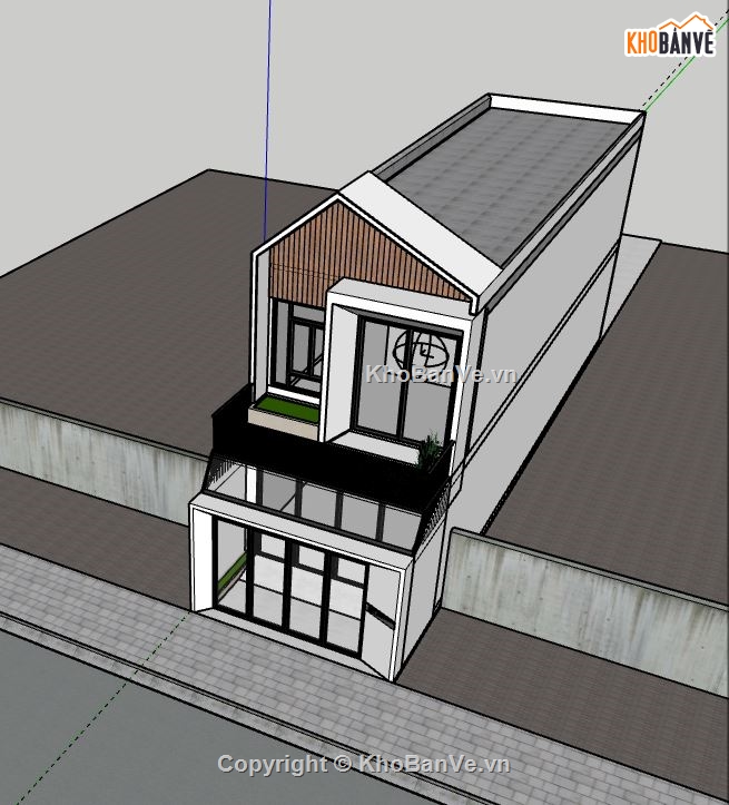 Nhà phố 2 tầng,model su nhà phố 2 tầng,file sketchup nhà phố 2 tầng