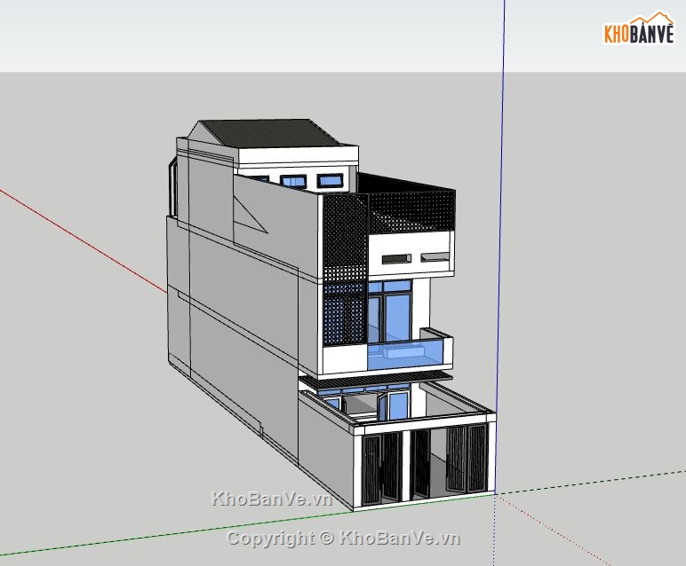 Nhà phố 3 tầng,file su nhà phố 3 tầng,file sketchup nhà phố 3 tầng