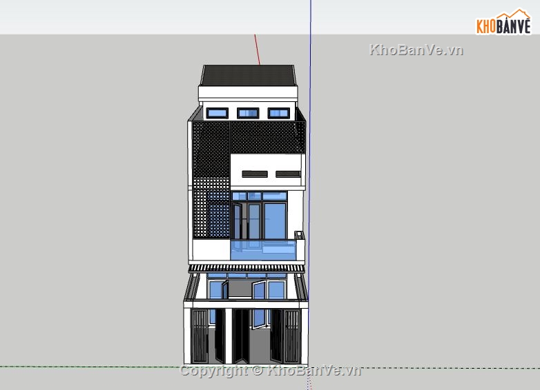 Nhà phố 3 tầng,file su nhà phố 3 tầng,file sketchup nhà phố 3 tầng