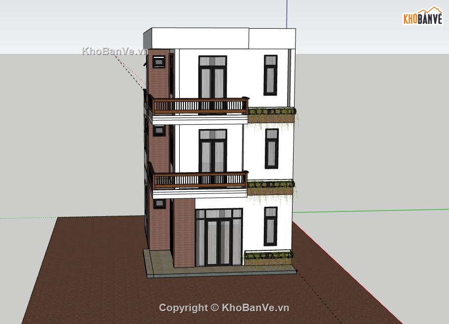 Nhà phố 3 tầng,model su nhà phố 3 tầng,sketchup nhà phố 3 tầng