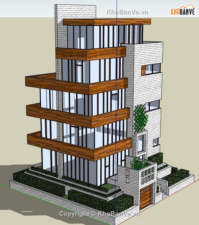 tòa nhà 5 tầng,nhà làm việc,model su nhà làm việc 5 tầng