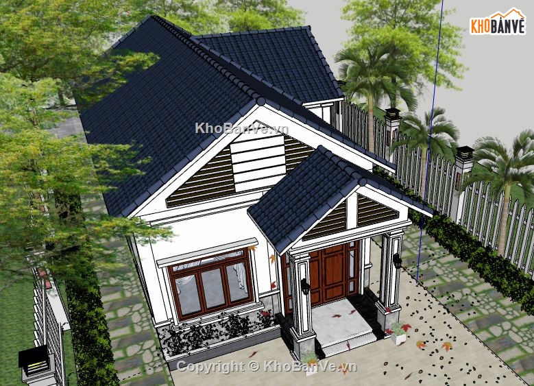 Biệt thự 1 tầng,model su biệt thự 1 tầng,sketchup biệt thự 1 tầng