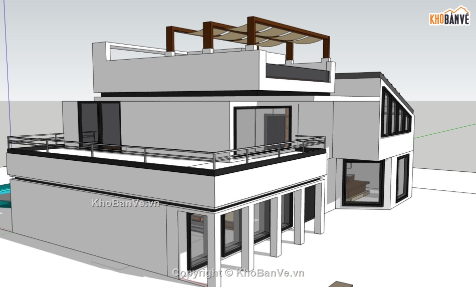 biệt thự 2 tầng đẹp,file su biệt thự 2 tầng,sketchup biệt thự 2 tầng