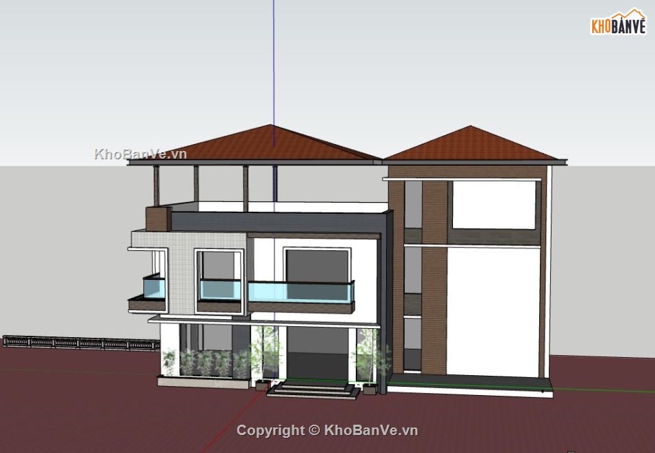 Biệt thự 2 tầng,Biệt thự 2 tầng sketchup,Biệt thự