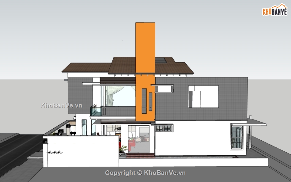 biệt thự 2 tầng,biệt thự hiện đại,Sketchup biệt thự hiện đại,file su biệt thự 2 tầng