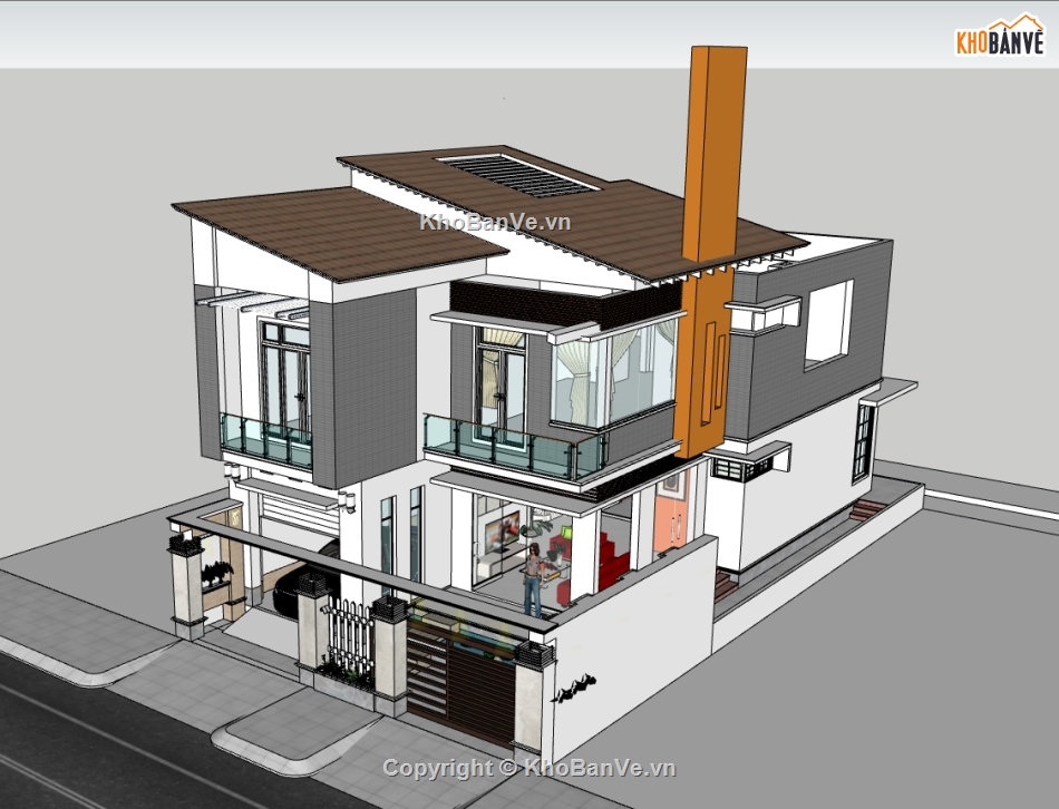 biệt thự 2 tầng,biệt thự hiện đại,Sketchup biệt thự hiện đại,file su biệt thự 2 tầng