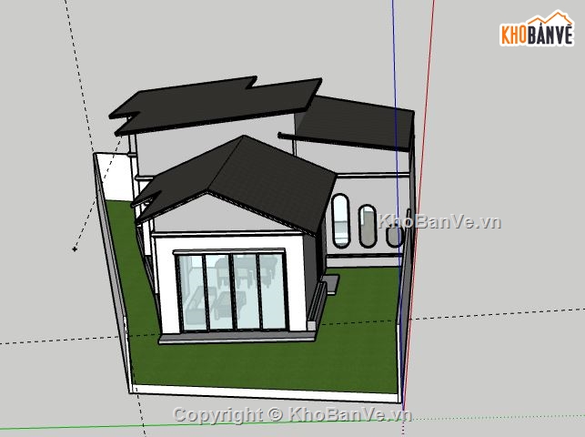 Biệt thự 1 tầng,model su biệt thự 1 tầng,model sketchup biệt thự 1 tầng