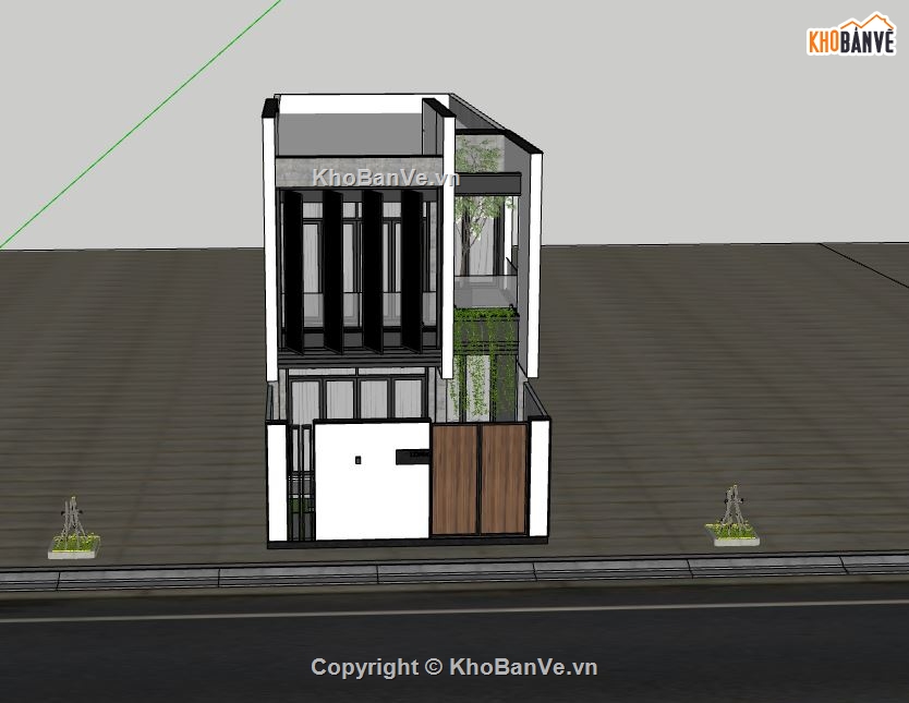 sketchup nhà phố 2 tầng,model sketchup nhà phố 2 tầng,mẫu nhà phố 2 tầng