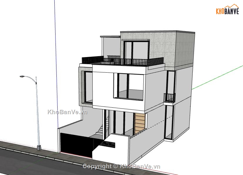 Nhà phố 3 tầng,File su nhà phố 3 tầng,sketchup nhà phố 3 tầng