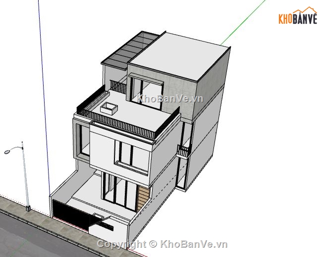 Nhà phố 3 tầng,File su nhà phố 3 tầng,sketchup nhà phố 3 tầng