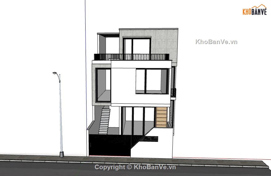 Nhà phố 3 tầng,File su nhà phố 3 tầng,sketchup nhà phố 3 tầng