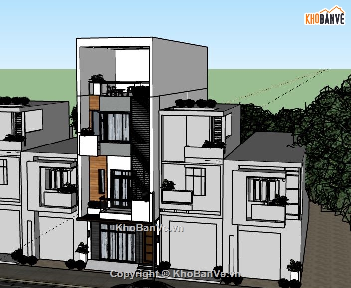 Nhà phố 4 tầng,Model su nhà phố 4 tầng,nhà phố 4 tầng file su