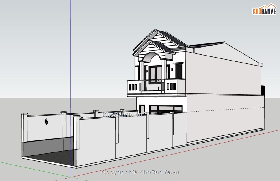 Nhà phố 2 tầng,sketchup nhà phố 2 tầng,file su nhà phố 2 tầng