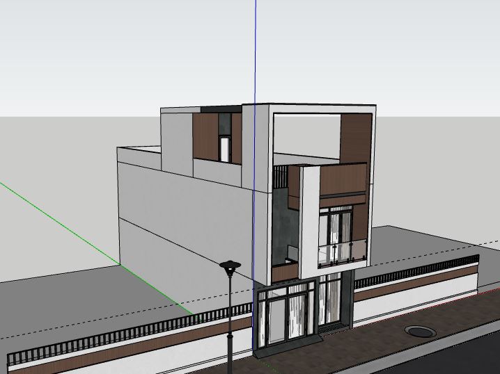 nhà phố 3 tầng,Model su nhà phố 3 tầng,sketchup nhà phố 3 tầng