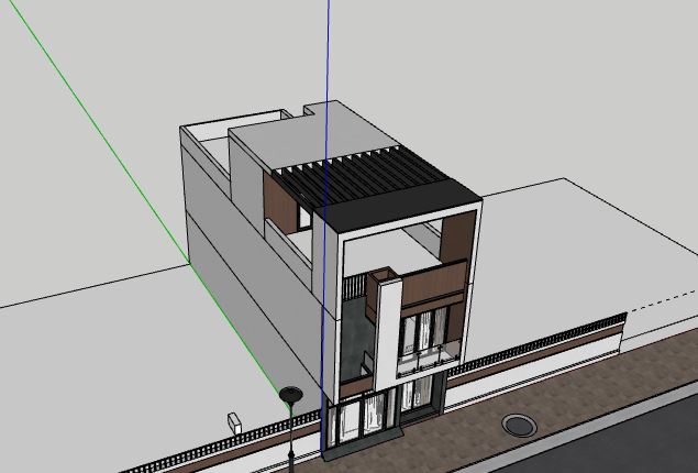 nhà phố 3 tầng,Model su nhà phố 3 tầng,sketchup nhà phố 3 tầng