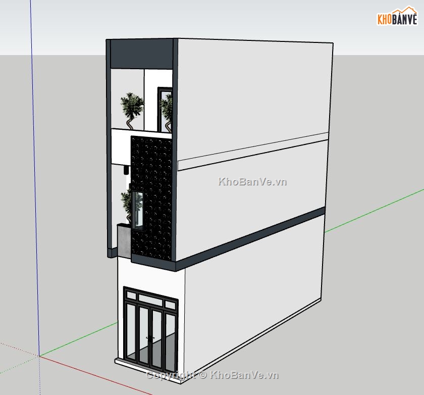 nhà phố 3 tầng,sketchup nhà phố 3 tầng,model su nhà phố 3 tầng